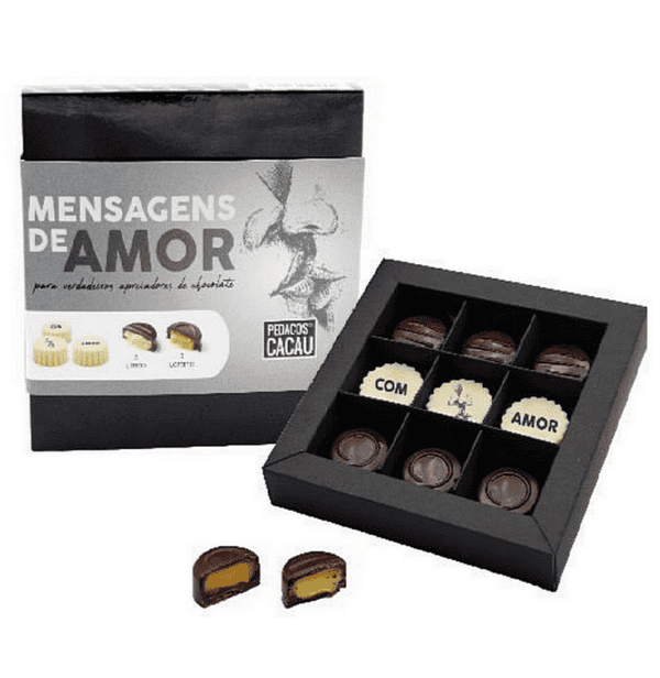 Caixa 9 Chocolates - Mensagens de Amor